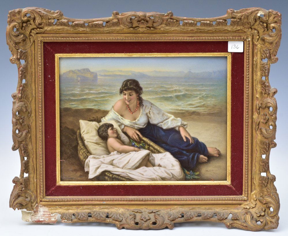 Painted German Porcelain Plaque (1 of 6)