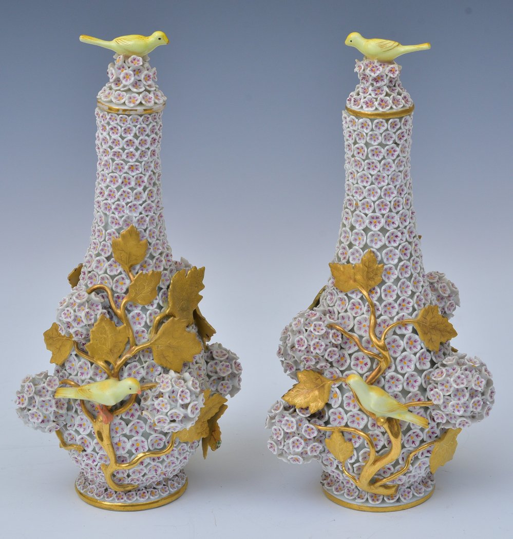 Pair Meissen Schneeballer Covered Vases (1 of 8)