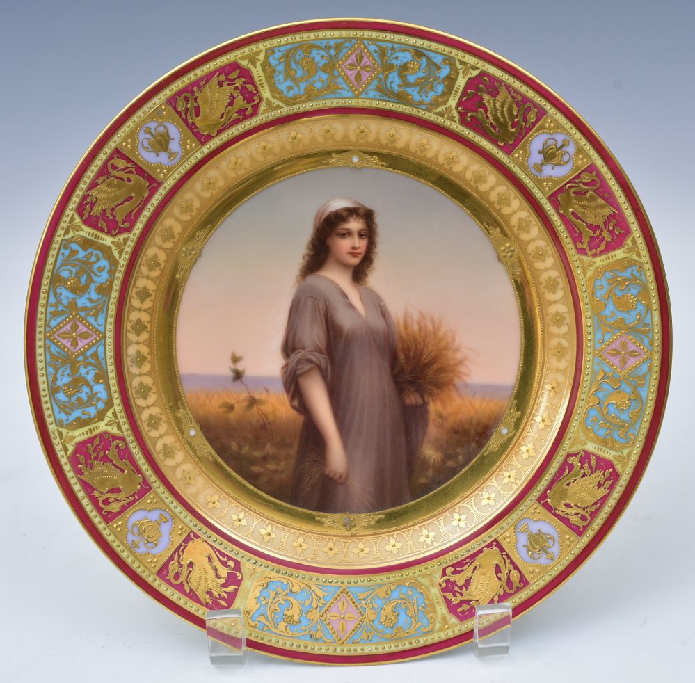 Royal Vienna Porcelain Portrait Plate: "Ruth", 9 3/8" diameter, circa 1900
