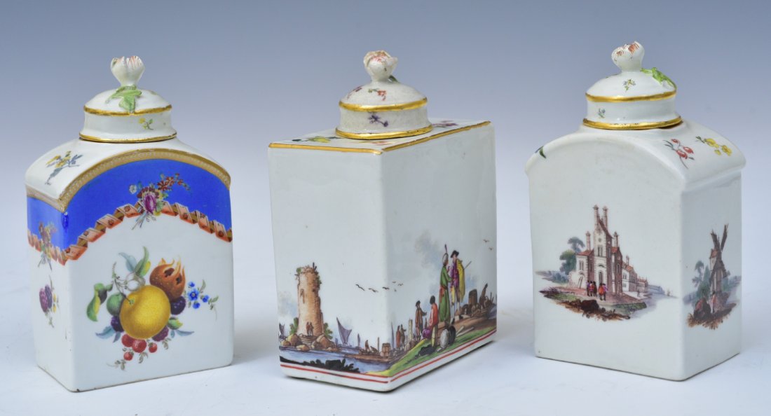 (3)  Early Meissen Tea Cannisters (1 of 3)