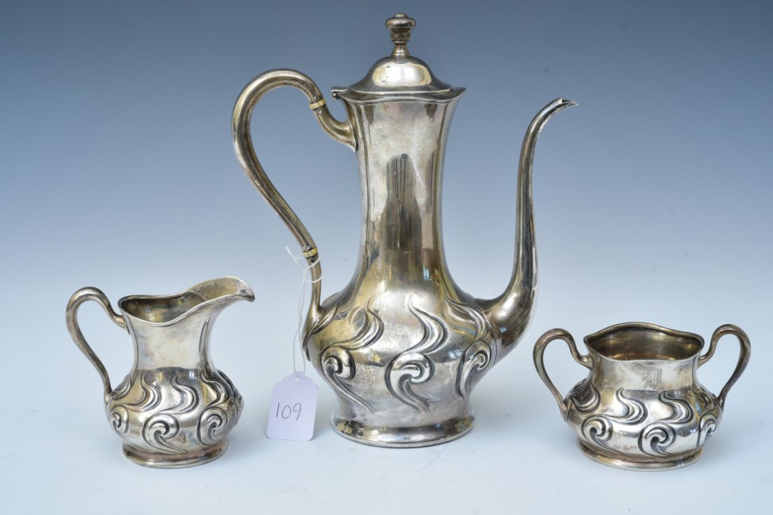 Mount Vernon Sterling Silver Art Nouveau Coffee Set (1 of 2)