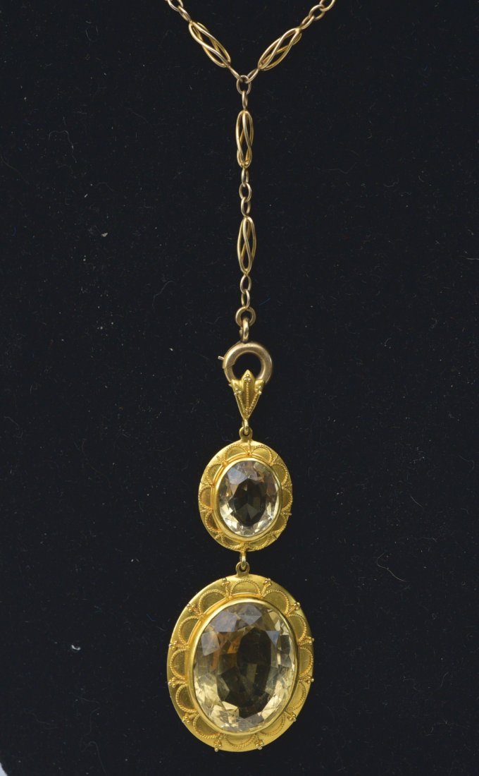 Victorian 14k Gold Citrine Pendant Necklace (1 of 4)