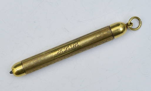 Victorian 14k Gold Pencil: 2 1/2" long, signed WH, 11.5 dwt gross