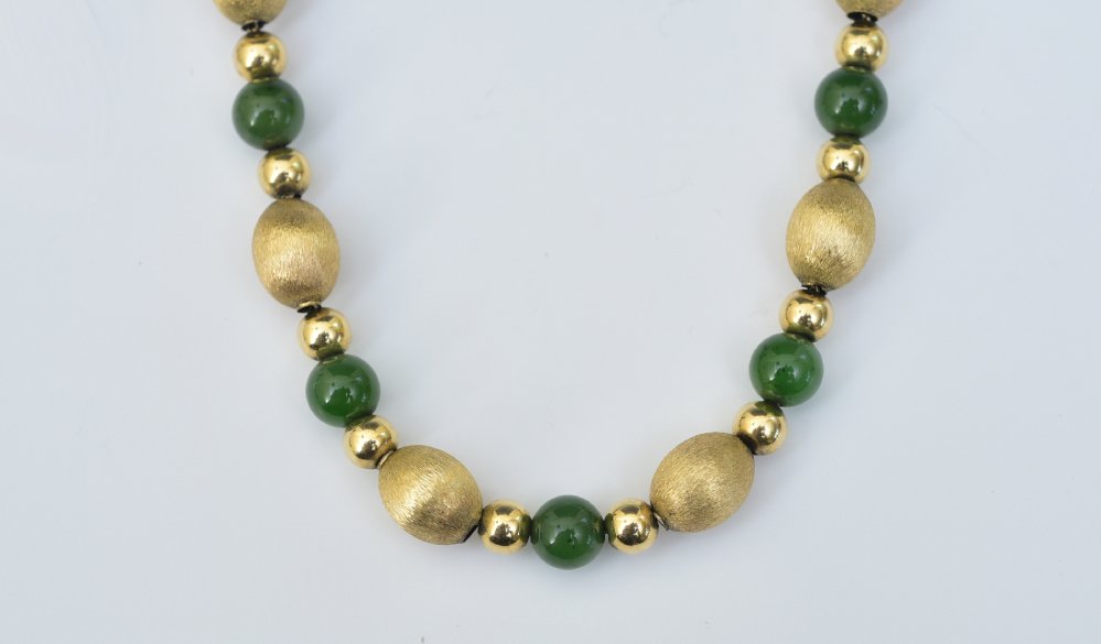 14k Gold Beaded and Jade Necklace (1 of 2)