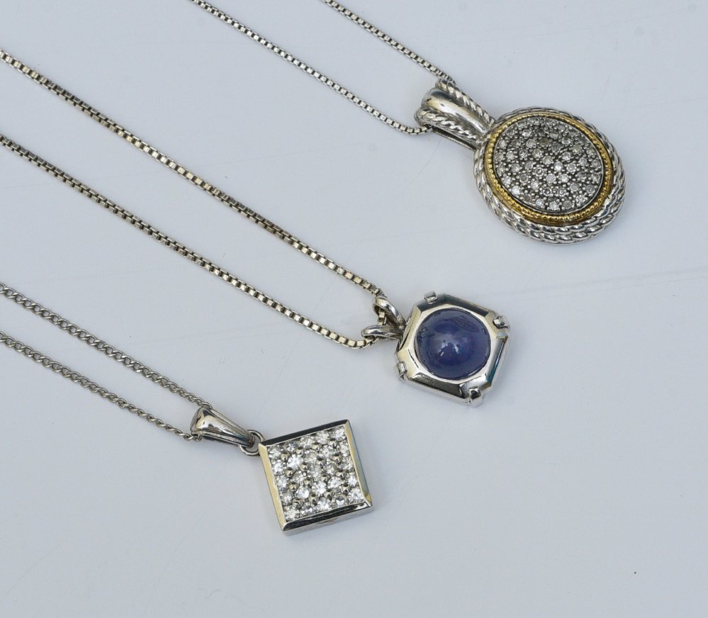 Star Sapphire Pendant and Two Diamond Pendants (1 of 5)