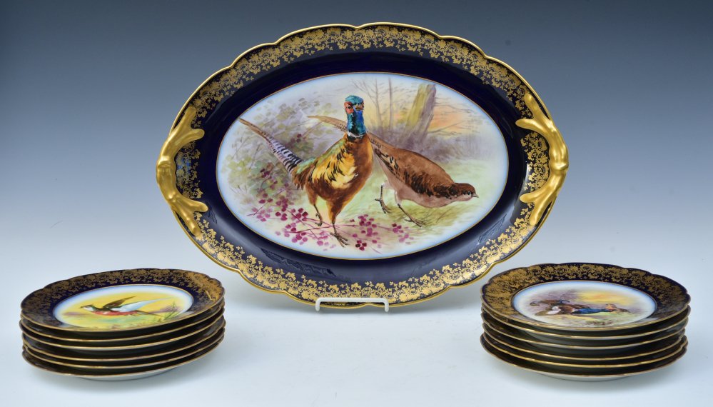 Limoges Porcelain Serving Platter and Plates: Game Bird Service (1 of 7)