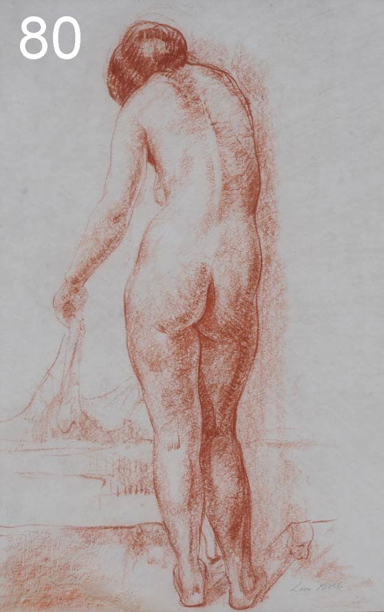 LEON KROLL Standing Nude 17" x 11" conte crayon sig: LEON KROLL Standing Nude 17" x 11" conte crayon signed lower right in pencil Shipping Information: Shipping within the Continental USA (excludes insurance):$50. International buyers are responsible f
