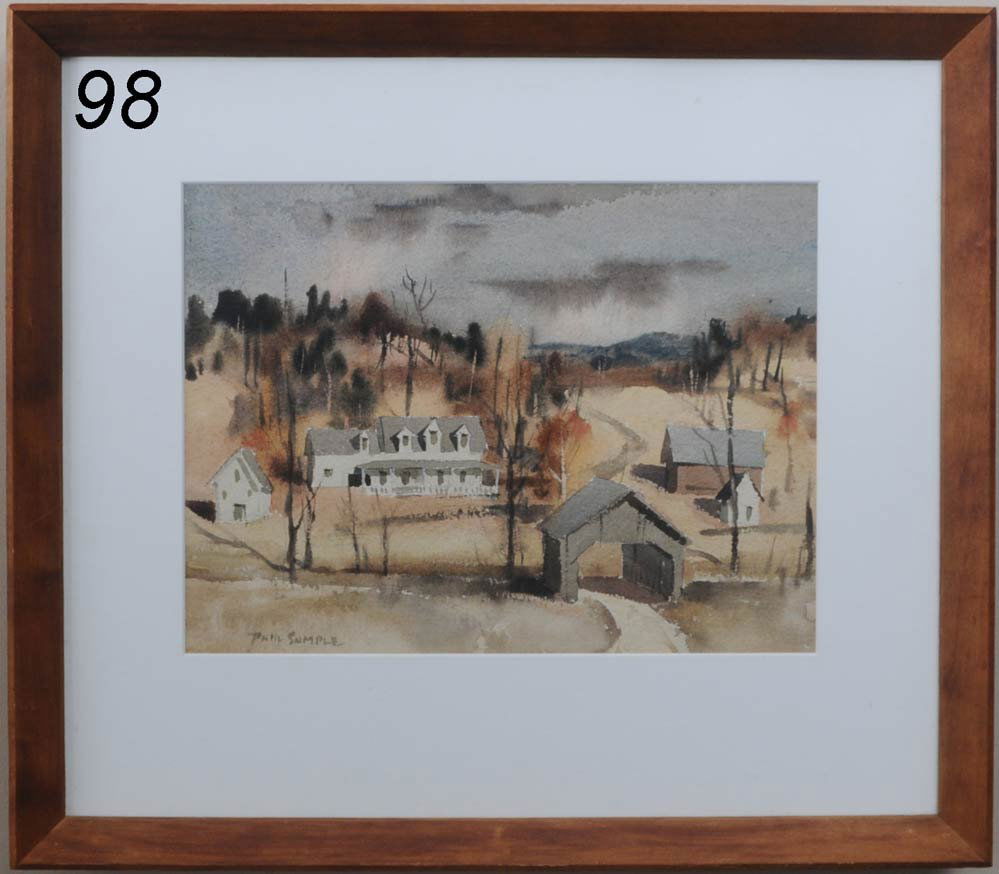 PAUL SAMPLE New England Covered Bridge 10 1/2" x 14: PAUL SAMPLE New England Covered Bridge 10 1/2" x 14 1/2" watercolor signed lower left Shipping Information: Shipping within the Continental USA (excludes insurance):$50. International buyers are resp