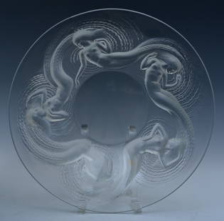 Lalique "Calypso" Bowl: etched on bottom, "Lalique / France", 14" diameter