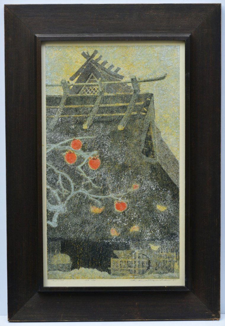 Yukio Katsuda, Persimmon Tree #136 Woodblock Print (1 of 3)