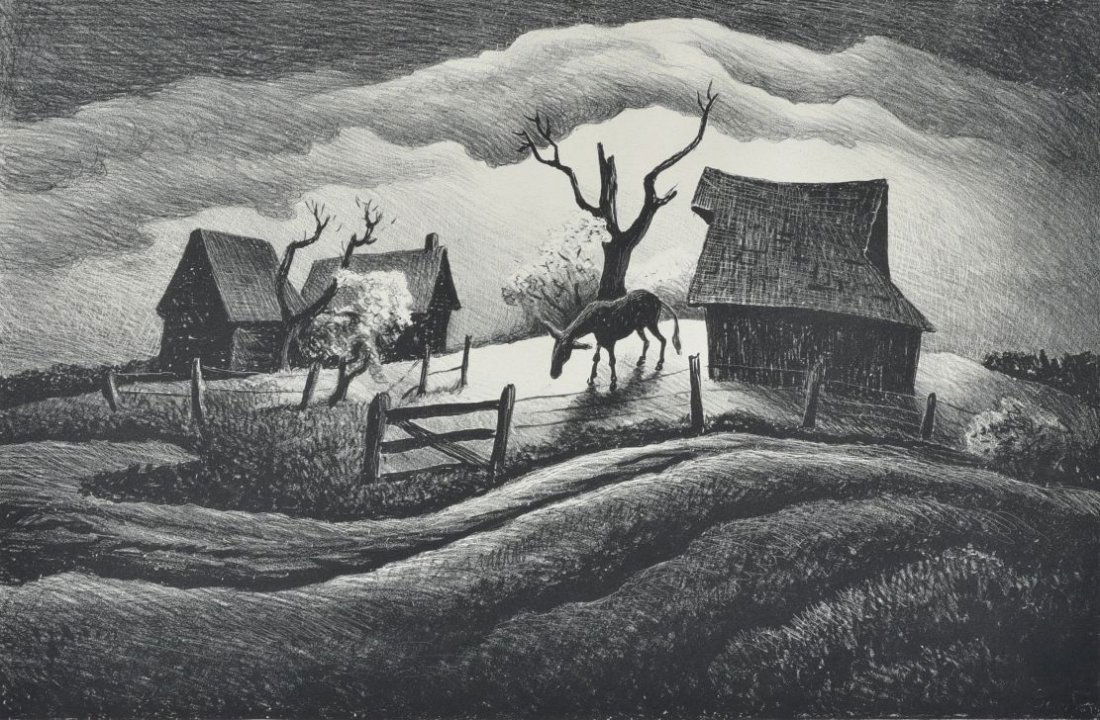 Thomas Hart Benton (1889–1975): "Rainy Day" lithograph (1 of 3)
