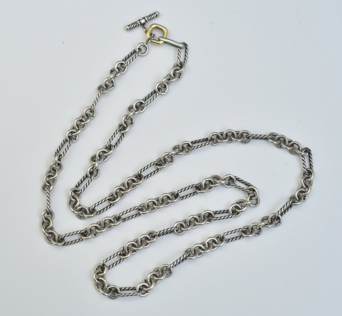 David Yurman Figaro Cord Sterling Silver and 18k Gold Chain (1 of 2)