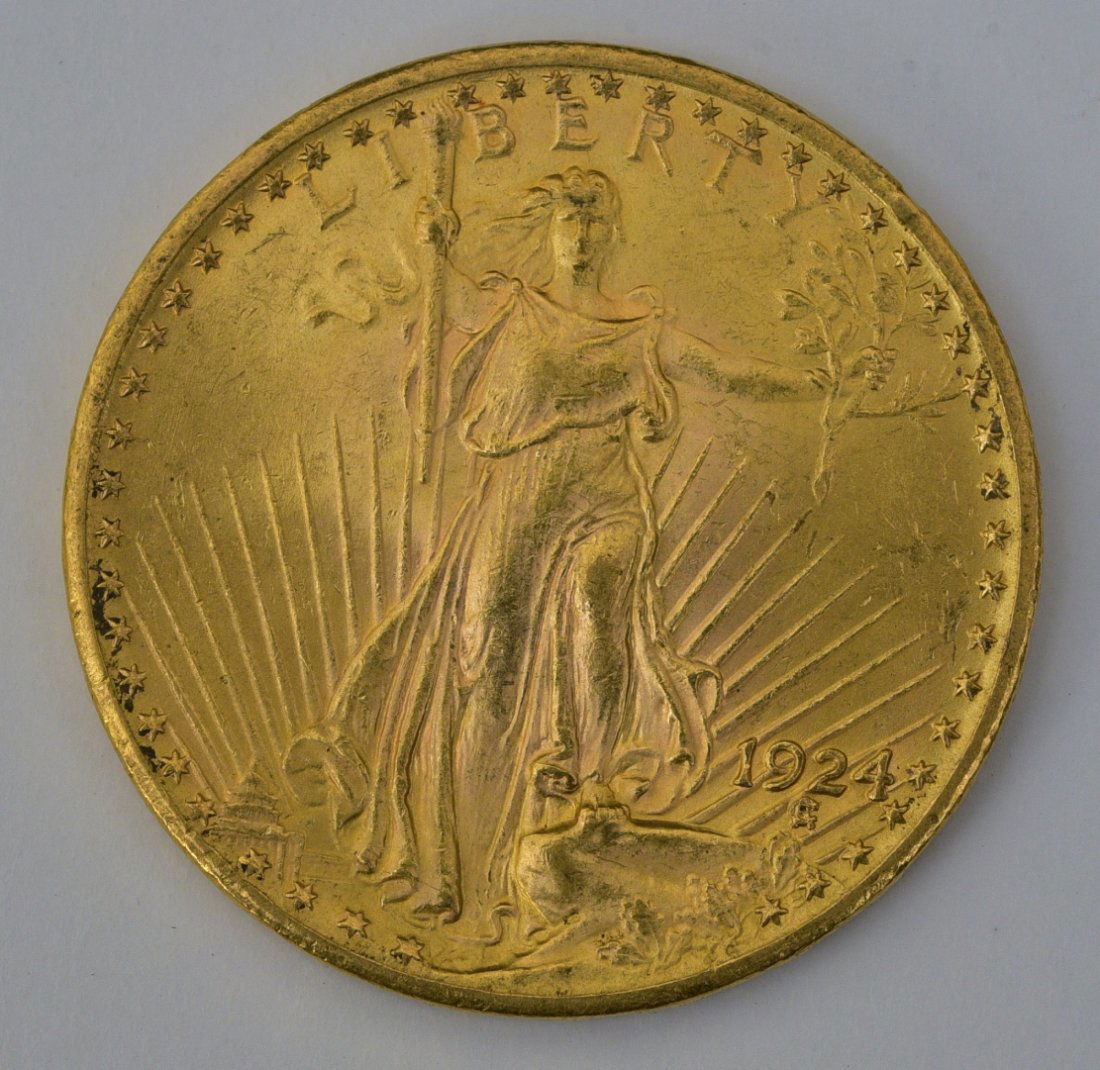 1924 Walking Liberty $20 American Gold Coin (1 of 2)