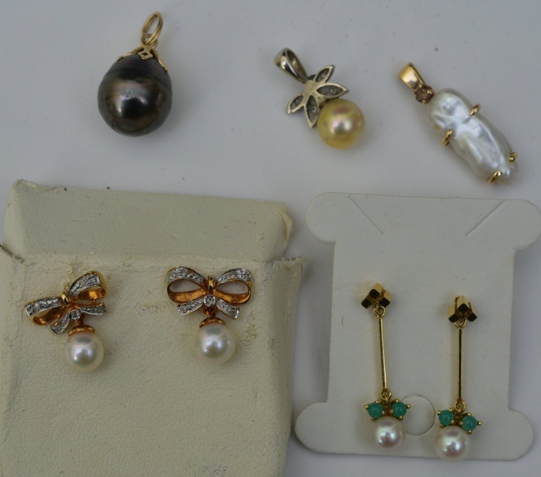 14k Gold Pearl Pendants and Earrings (1 of 1)