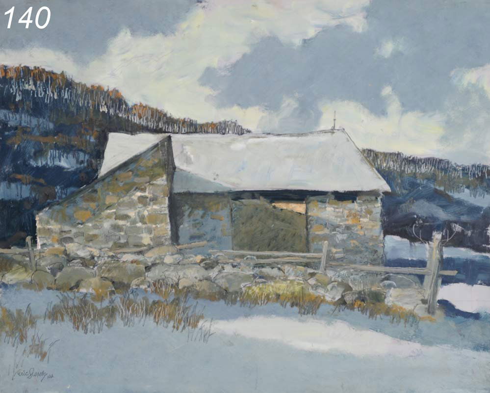 ERIC SLOANE Stone Barn in Winter 24" x 30" oil on: ERIC SLOANE Stone Barn in Winter 24" x 30" oil on masonite signed lower left, unframed Shipping Information: Buyer is responsible for arranging 3rd party shipping