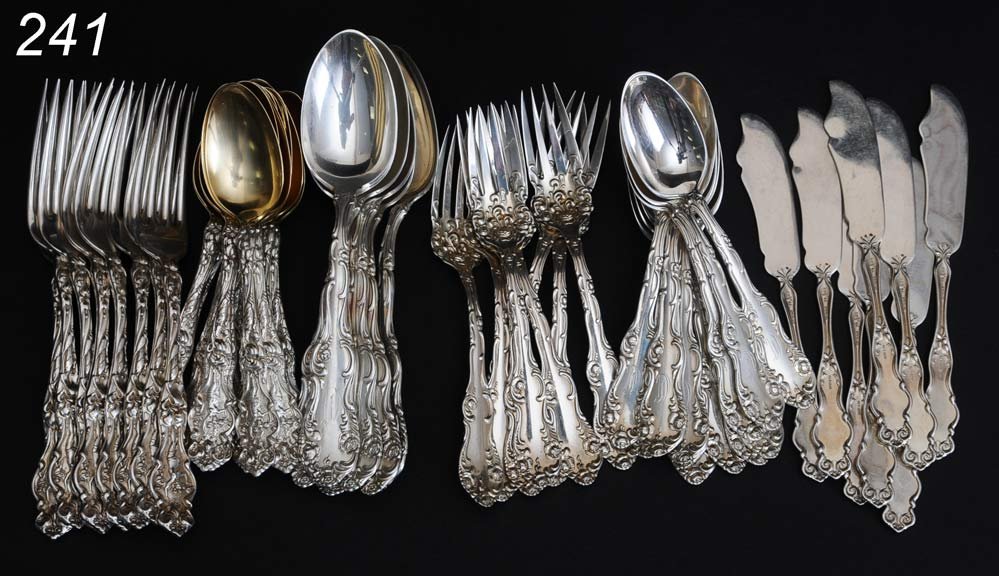 R.W. STERLING FLATWARE two patterns, 56 pieces tot: R.W. STERLING FLATWARE two patterns, 56 pieces total 59.7 troy ounces Shipping Information: Shipping available within the Continenal USA (excludes insurance)$25