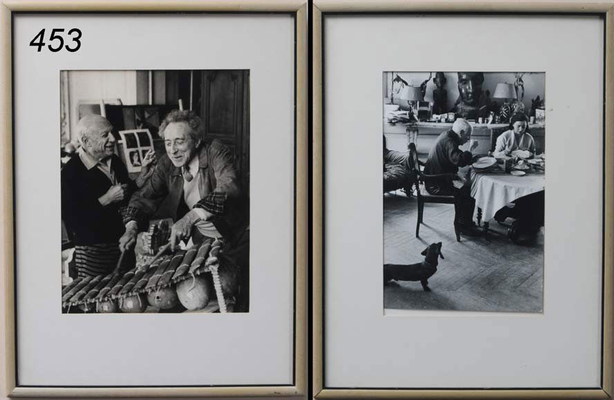 DAVID DOUGLAS DUNCAN pair of photographs Picasso w: DAVID DOUGLAS DUNCAN pair of photographs Picasso with Cocteau, Picasso at Dinner larger 13" x 10" Shipping Information: Shipping available within the Continenal USA (excludes insurance)$45