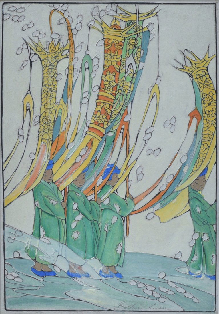 Bertha Boynton Lum Woodblock, "Procession," 1934 (1 of 4)