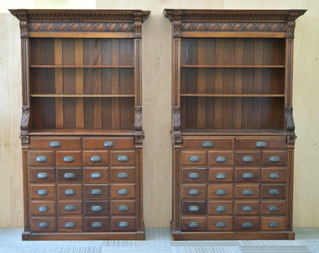 Pair of Victorian American Walnut Apothecary Cabinets (1 of 19)
