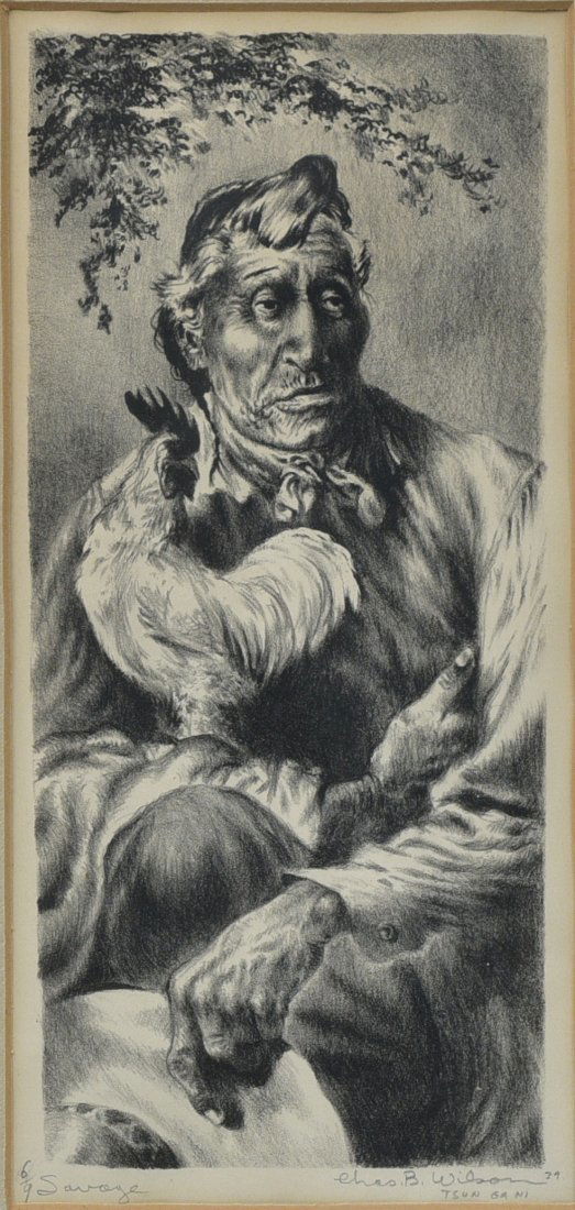 Charles Banks Wilson (1918-2013) Lithograph, Savage (1 of 2)
