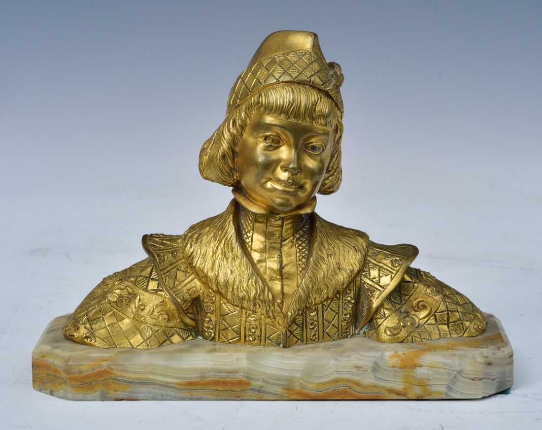 Rene Paul Marquet (1875 - 1939), Gilt Bronze Bust of a Jester (1 of 5)