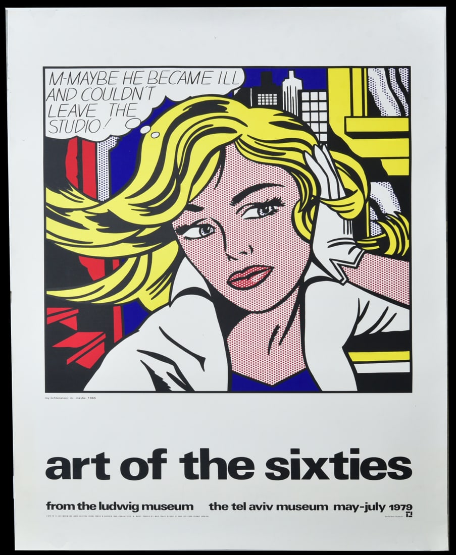 Roy Lichtenstein Exhibition Poster, Out of the Sixties, Tel Aviv, 1979: Robert Rauchenburg Exhibition Poster, MOMA 55" x 39 1/2" unframed