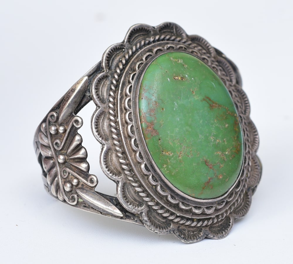 Navajo Turquoise Silver Cuff Bracelet (1 of 4)