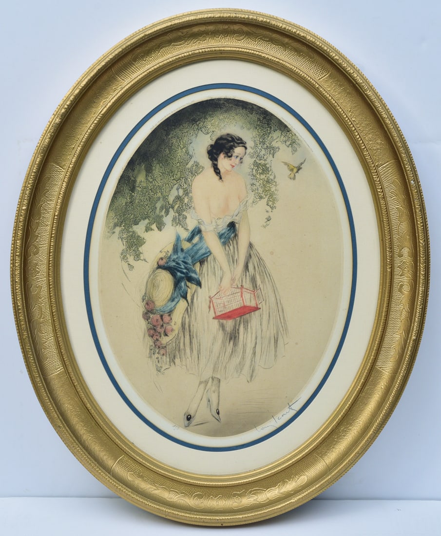 LOUIS ICART "Empty Birdcage", 1922 pencil signed etching / aquatint (1 of 7)