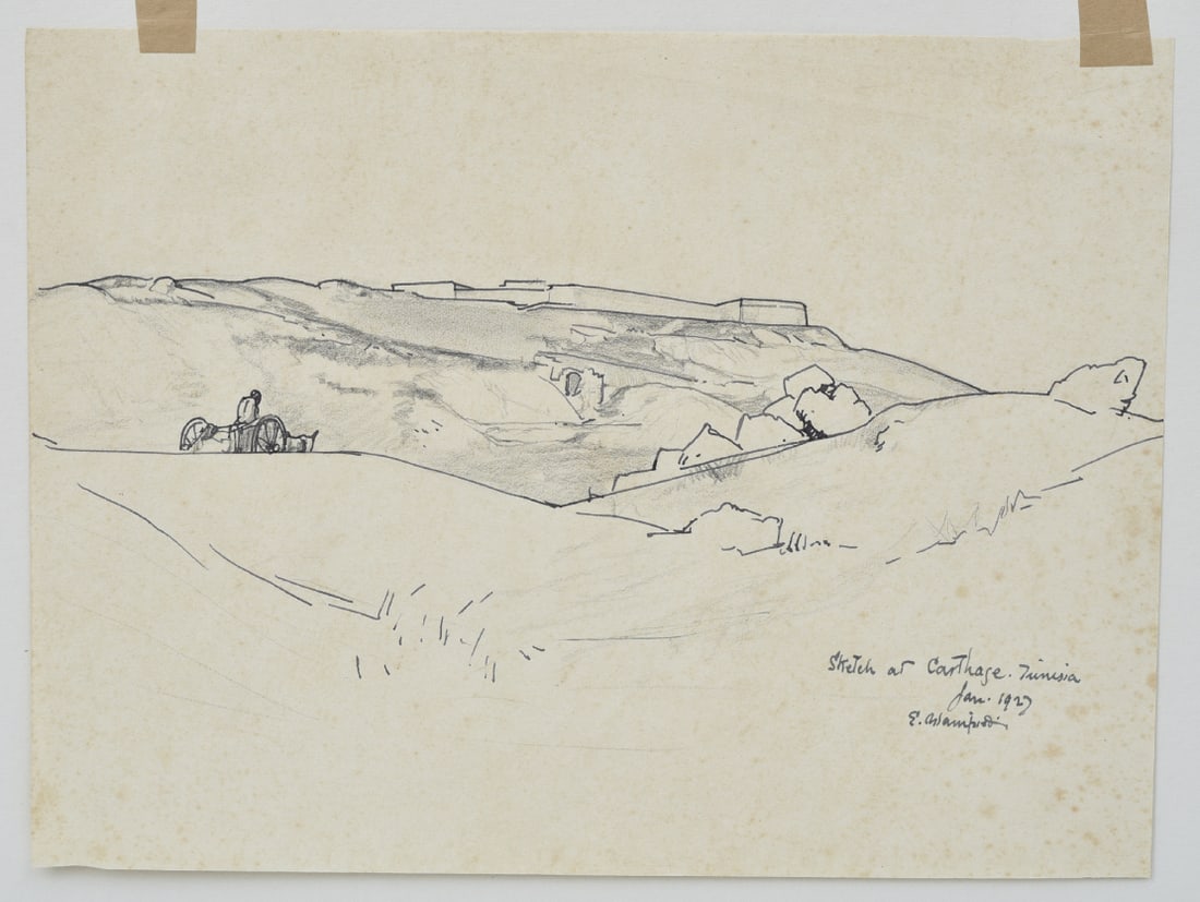 Edmund Blampied, pen and ink sketch of Carthage (1 of 1)