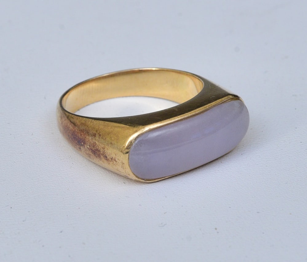 14k Gold Lavender Jade Saddle Ring (1 of 2)