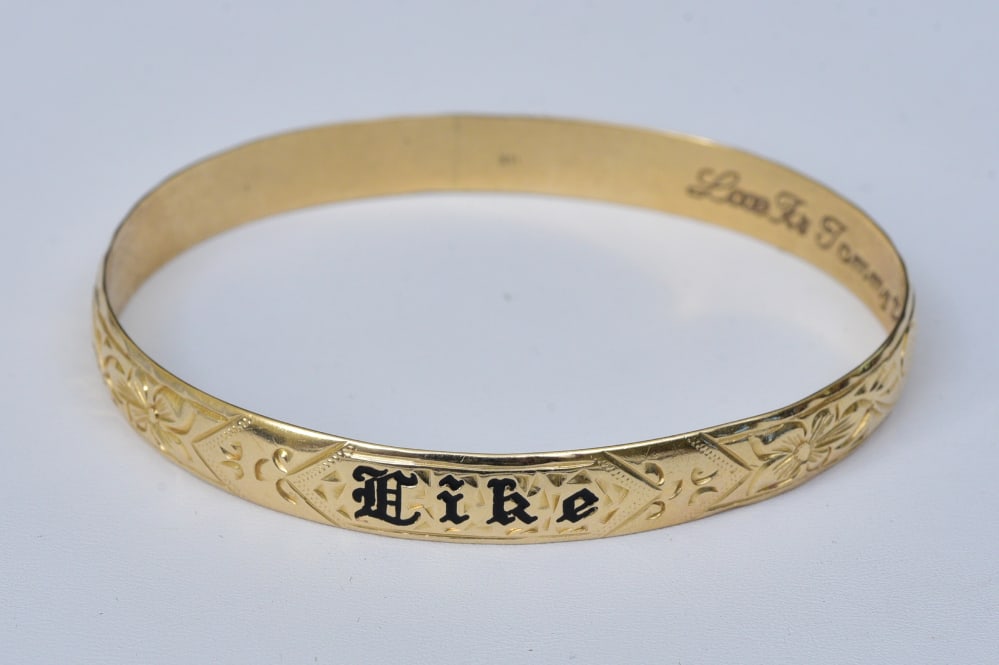 14k Gold Engraved Bangle Bracelet (1 of 3)
