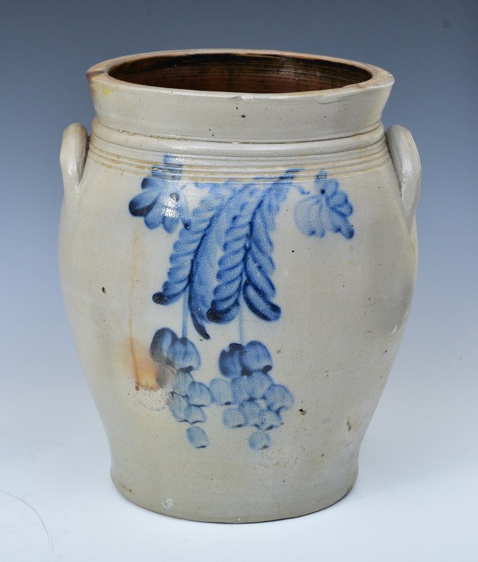 Decorated American Stoneware Ovoid Crock (1 of 4)
