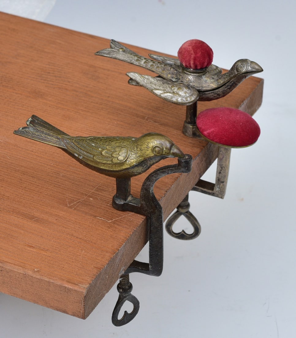 Pair of Antique Sewing Birds including Gerould & Co. (1 of 3)
