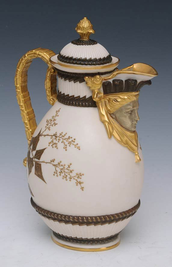 Royal Worcester Porcelain Pitcher: with gilt details 10" high late nineteenth century estimate 200/300 $30 Shipping available within the Continental USA . This amount excludes insurance which will be calculated based upon the selling p