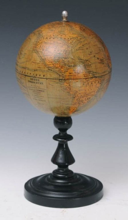 French Terrestrial Table Globe: signed J. Forest, Paris 6 1/2" diameter late 19th century estimate 200/300 $40 Shipping available within the Continental USA . This amount excludes insurance which will be calculated based upon the se