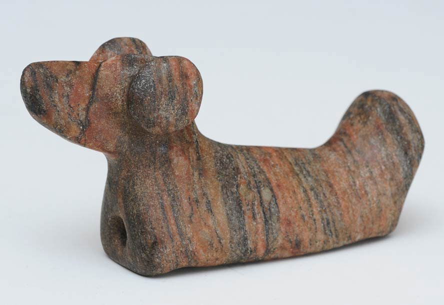 Native American Pop-Eye Bird Stone: 3 3/4" long with a pair of holes at front and back estimate 500/750 $20 Shipping available within the Continental USA . This amount excludes insurance which will be calculated based upon the selling p