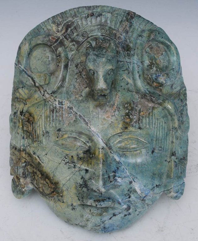 Carved Stone Mask: Pre-Colombian style 12" long estimate 300/500 $35 Shipping available within the Continental USA . This amount excludes insurance which will be calculated based upon the selling price. All Internationa