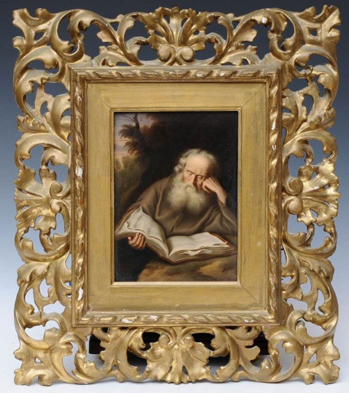 KPM Painted Porcelain Plaque: Moses and the Law 8 1/4" x 6" impressed KPM circa 1890 estimate 1200/1800 $50 Shipping available within the Continental USA . This amount excludes insurance which will be calculated based upon the sel