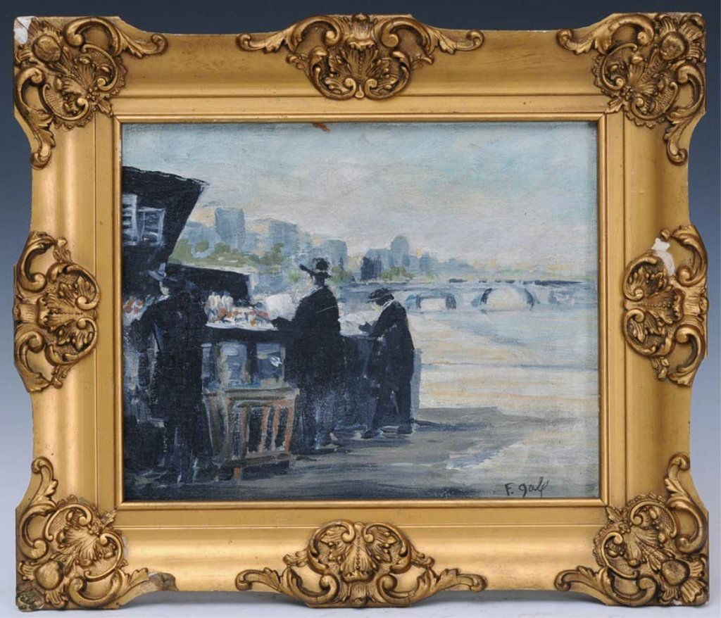 Francois Gall: Street Vendors 8" x 10" oil on board signed lower right estimate 500/750 $40 Shipping available within the Continental USA . This amount excludes insurance which will be calculated based upon the sell