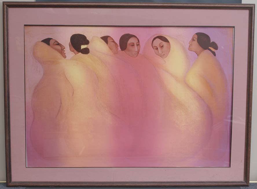RC Gorman: Secrets 36" x 53" lithograph signed lower left dated 1987 numbered 73/225 estimate 1000/1500 buyer is responsible for arranging 3rd party shipping.