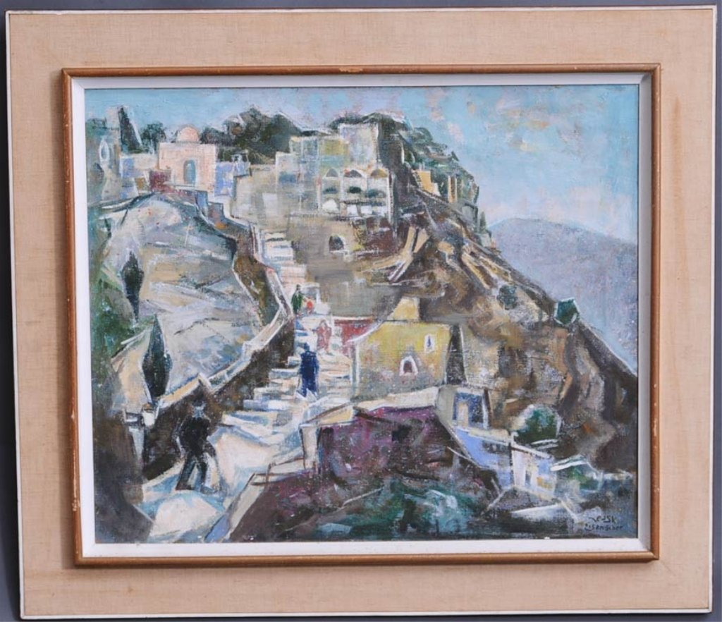 Jacob Eisenscher: Steps 21 1/2" x 25 1/2" oil on canvas signed lower right estimate 1200/1800 buyer is responsible for arranging 3rd party shipping.
