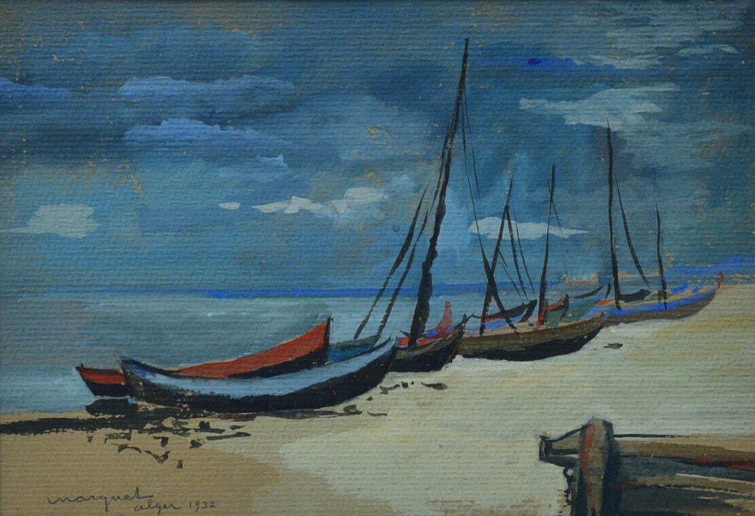 manner of Albert Marquet (1875 - 1947), Fishing Boats on the Beach (1 of 4)