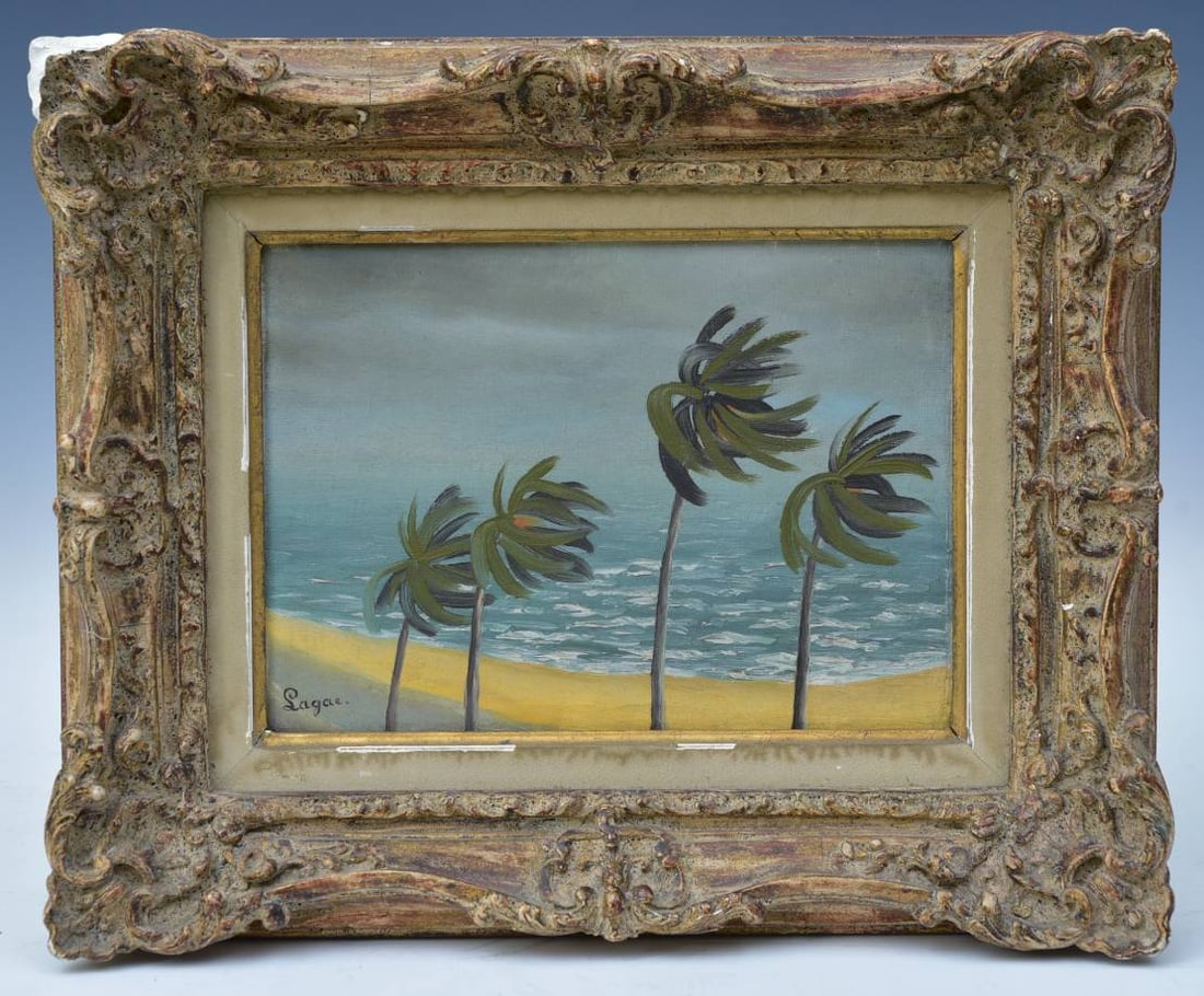 Pierre Lagae (active 1940s) Sous Le Vent Cannes: Pierre Lagae (active 1940s) Sous Le Vent Cannes, France, 1949 6 1/2" x 8 1/2" oil on canvas signed lower left identified verso