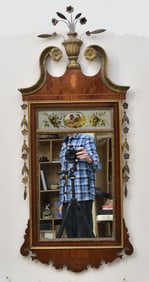 Federal Mahogany Parcel Gilt Eglomise Mirror