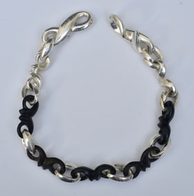 Patricia Von Musulin, Sterling Silver and Wood Modernist Necklace