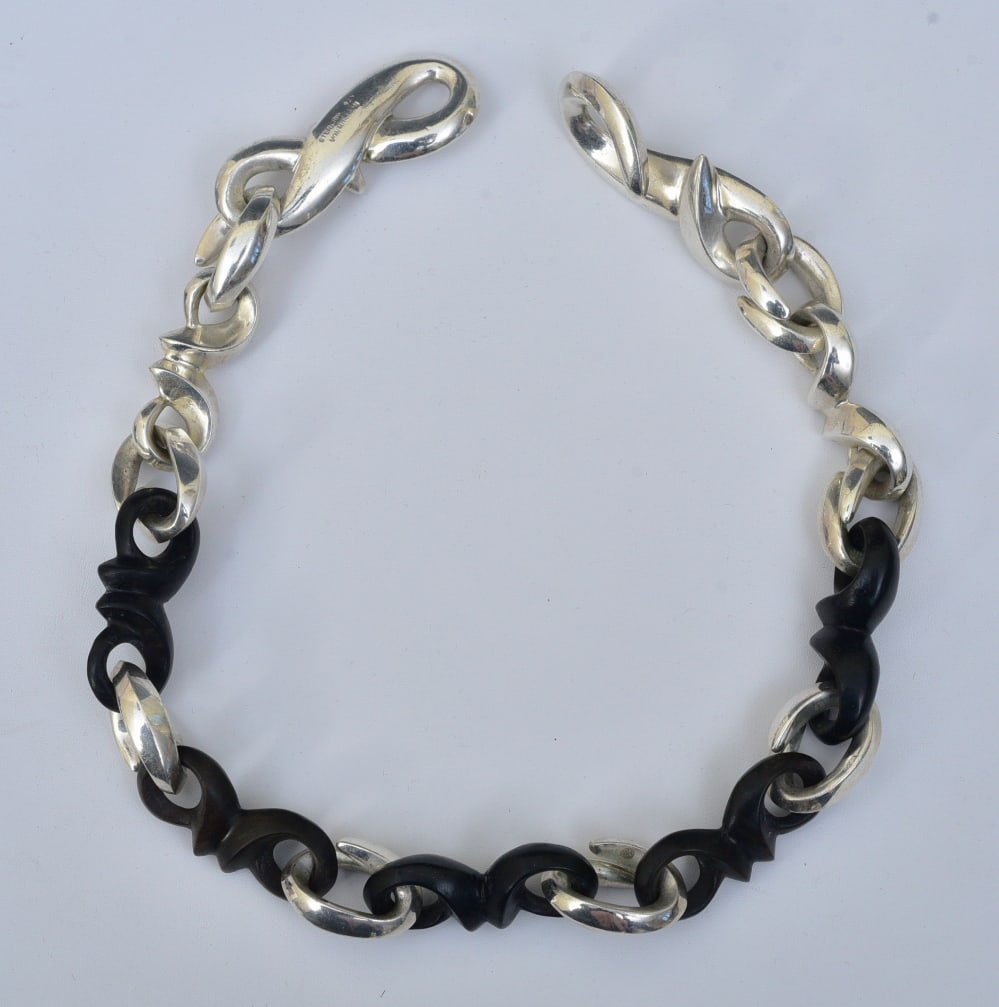 Patricia Von Musulin, Sterling Silver and Wood Modernist Necklace (1 of 5)