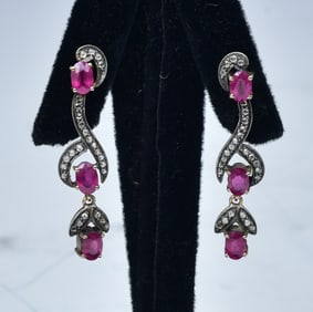 Ruby and Diamond Drop Earrings