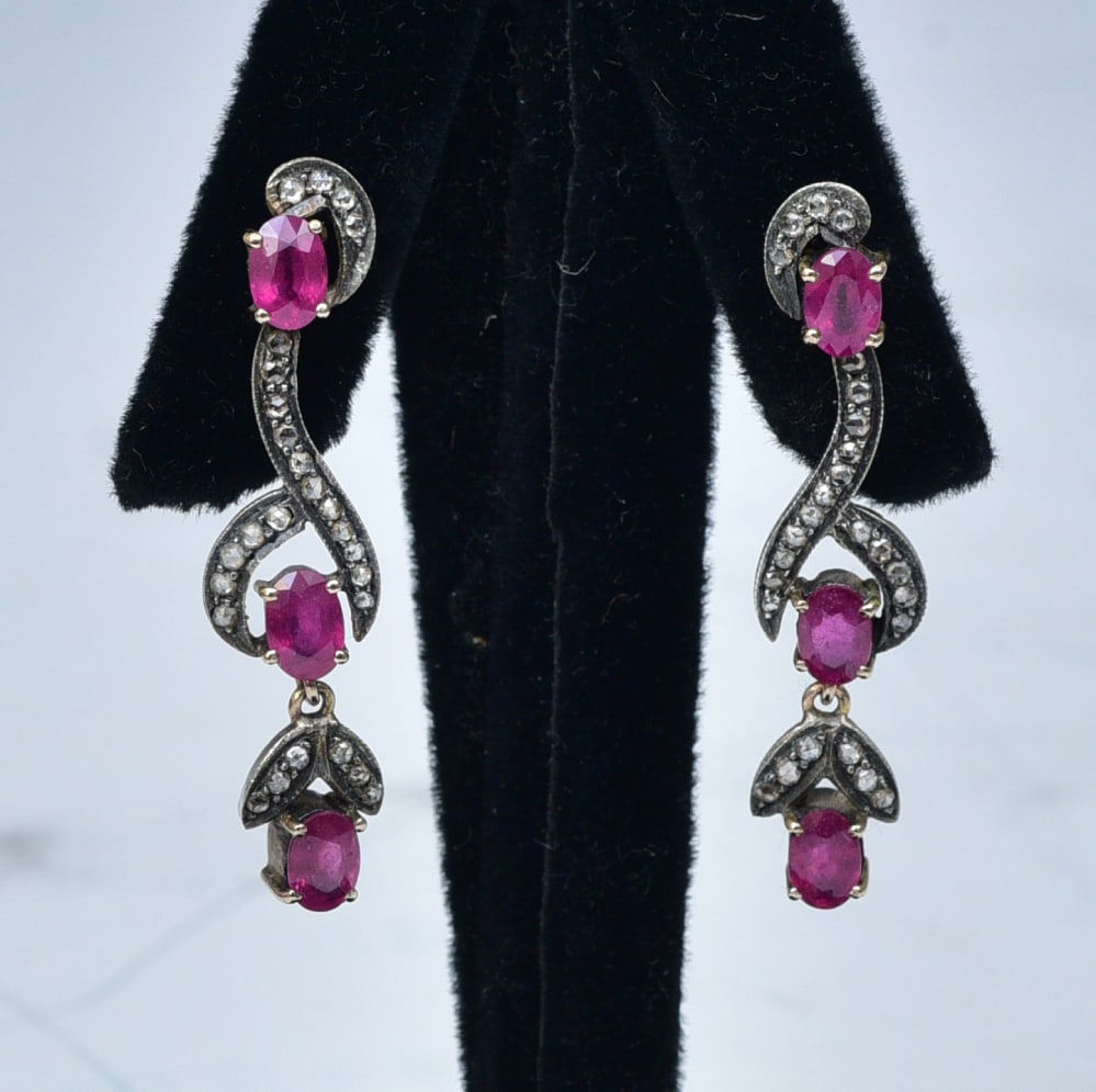 Ruby and Diamond Drop Earrings (1 of 4)