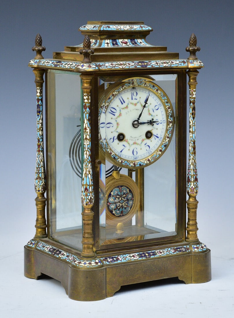 French Champleve Crystal Regulator, retailed by J.E. Caldwell (1 of 7)