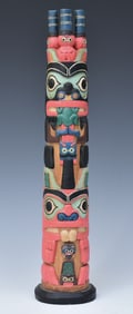 Carved and Polychromed Northwest Coast Totem